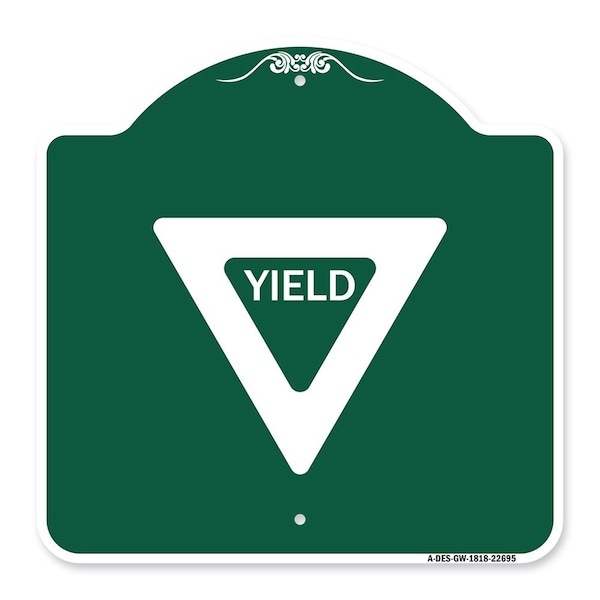 Signmission Designer Series Sign-Yield, Green & White Aluminum Architectural Sign, 18" x 18", GW-1818-22695 A-DES-GW-1818-22695 - main